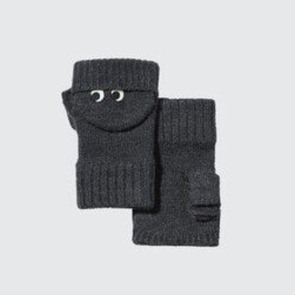 Anya Hindmarch x Uniqlo Heattech Knitted Mittens - Dark Gray - Size L - Picture 1 of 4